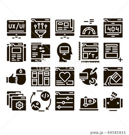 Web Design Development Glyph Set Vector Web Design Development Glyph Set Vector 69585833