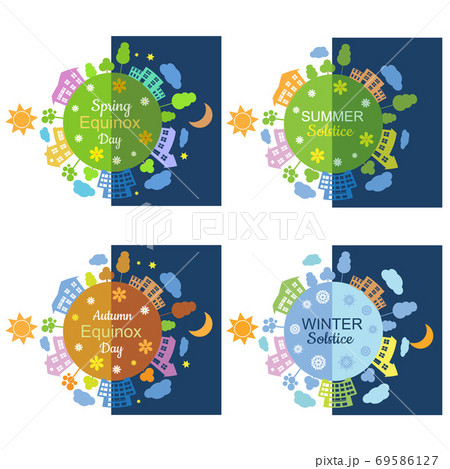 Autumn, spring equinox. Winter, summmer solstice illustration 69586127