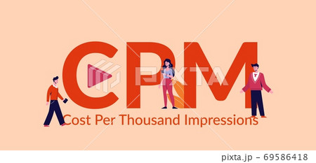 CPM cost per thousand impressions. Marketing advertising finance management creative online viewing. 69586418