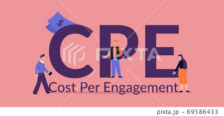CPE cost per engagement illustration. Marketing advertising promotion business optimization. 69586433