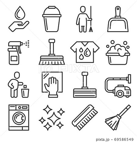Cleaning Icons Set on White Background. Vector Cleaning Icons Set on White Background. Vector 69586549