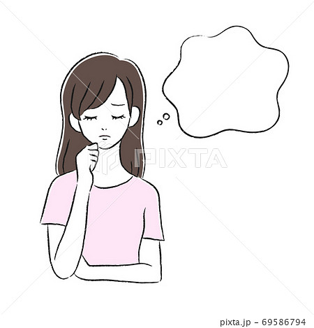 悩んでいる女性 考える 吹き出し 悩んでいる女性 考える 吹き出し 69586794
