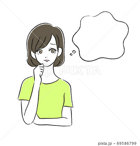 悩んでいる女性 考える 吹き出し 悩んでいる女性 考える 吹き出し 69586799