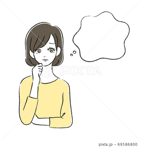 悩んでいる女性　考える　吹き出し 69586800
