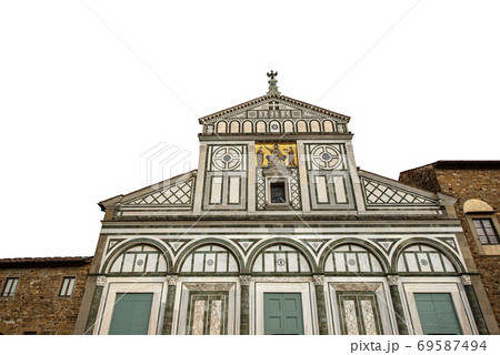 Basilica of San Miniato al Monte isolated on White - Florence Tuscany Italy 69587494