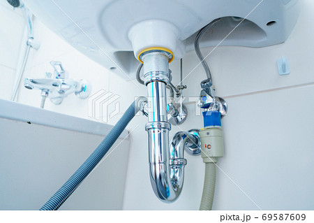 plumbing drain pipe In bathroom 69587609