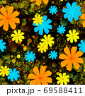 Bright seamless background with flowers and bokeh 69588411