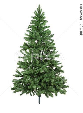 Artificial fir tree closeup on white background 69589363