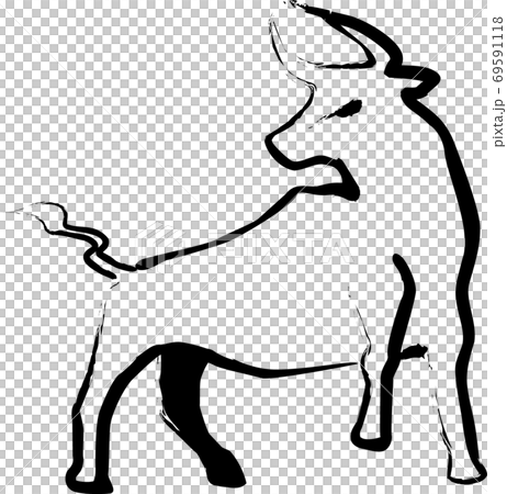 筆書き風牛 筆書き風牛 69591118