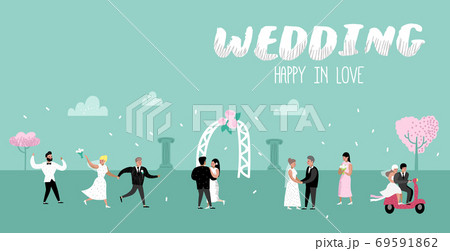 Wedding People Cartoons Bride and Groom Characters Wedding People Cartoons Bride and Groom Characters 69591862
