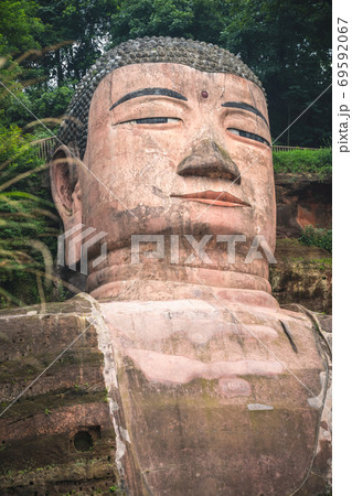Majestic Giant Leshan Buddha head, face and torso Majestic Giant Leshan Buddha head, face and torso 69592067