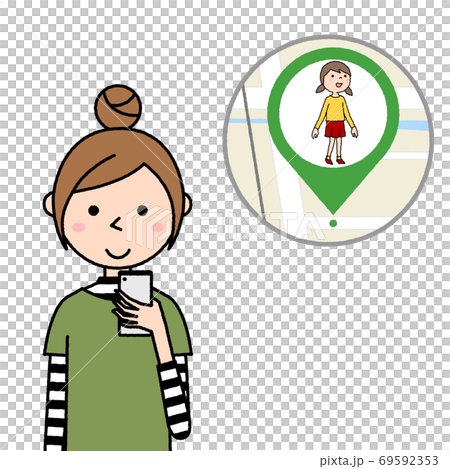 居場所を確認する若い女性　ママ 69592353