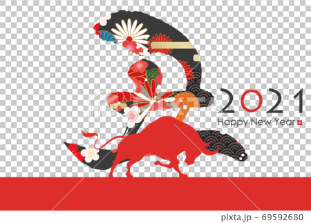 2021年丑年年賀状 2021年丑年年賀状 69592680