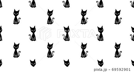 Cat Seamless Pattern Halloween Kitten Vector のイラスト素材