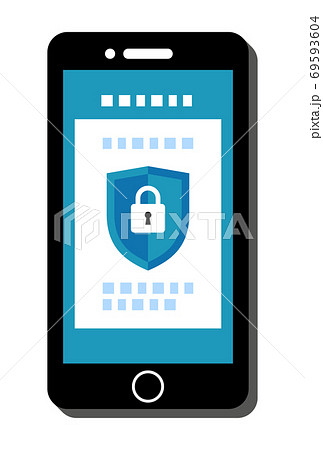 セキュリティに守られているスマホのイラストイメージのイラスト素材