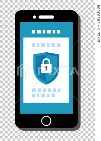 セキュリティに守られているスマホのイラストイメージのイラスト素材