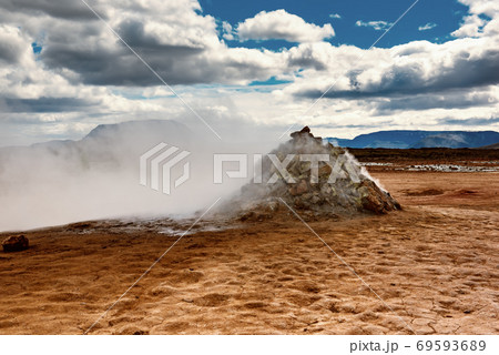 Geothermal area Hverir, Iceland. 69593689