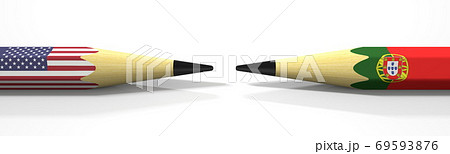 Flags of the USA and Portugal on the pencils, 3d rendering 69593876