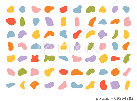 Various blotch. Random color blobs, round abstract organic shapes. Pebble, drops and stone silhouettes. Inkblot 90s texture vector set 69594882