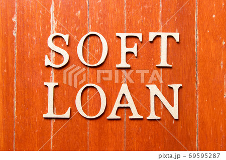Alphabet letter in word soft loan on old red color wood plate background 69595287