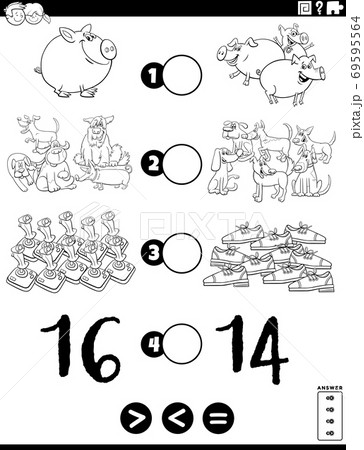 greater less or equal task for children coloring book page 69595564