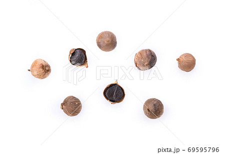 black garlic on white background 69595796