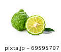 Kaffir lime with leaves on white background 69595797