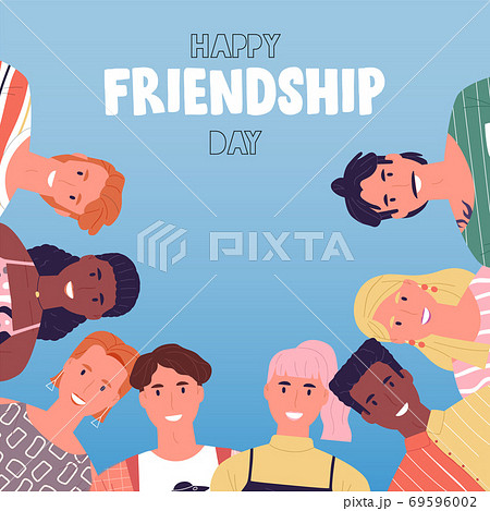 Friendship day card of happy friends together 69596002