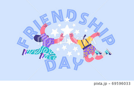 Friendship day card of girl friends high five 69596033