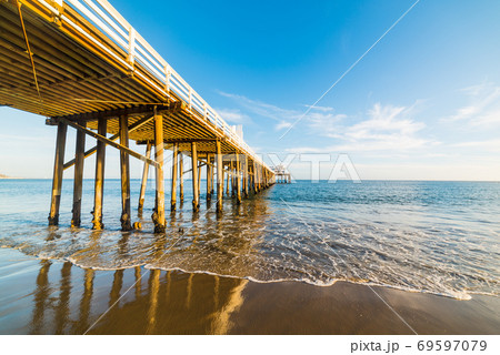 Malibu pier at sunset 69597079