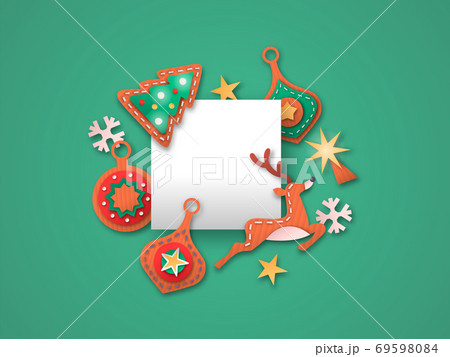 Christmas card paper cut decoration template frame Christmas card paper cut decoration template frame 69598084