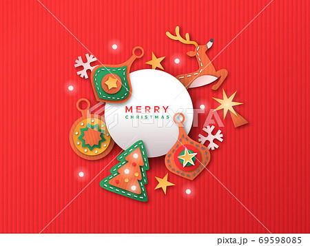 Merry Christmas papercut decoration greeting card 69598085