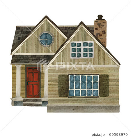 Watercolor portrait of a cozy house or cottage Watercolor portrait of a cozy house or cottage 69598970