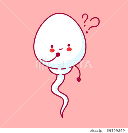 Cute happy funny sperm cell. Vector flat line  69599869