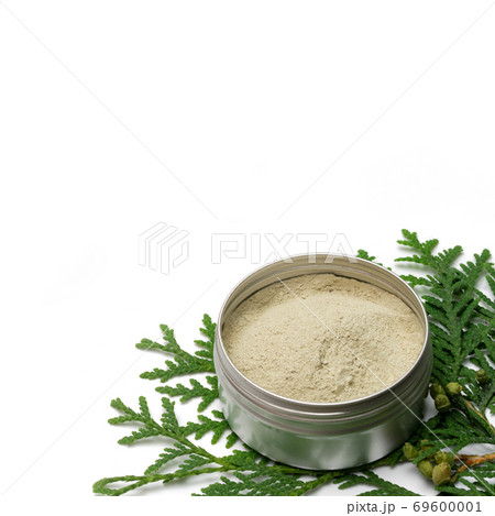 Green clay on a white background. Green clay on a white background. 69600001
