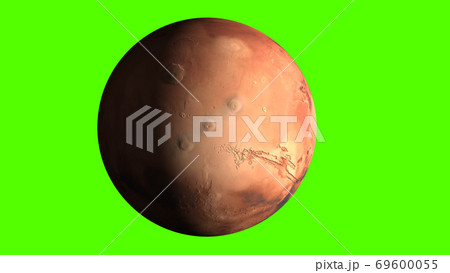 Mars, the red planet on green screen	 69600055