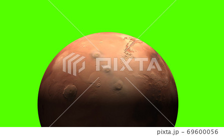 Mars, the red planet on green screen	 69600056
