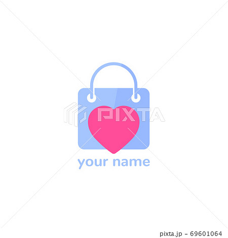 Shop logo with bag and heart Shop logo with bag and heart 69601064