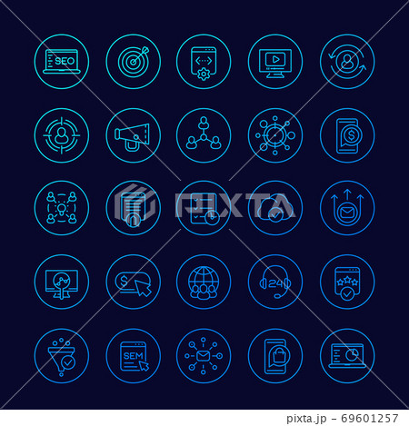 seo and digital marketing icons, linear set 69601257