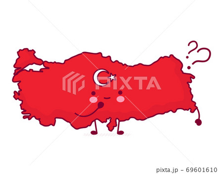 Cute happy funny Turkey map and flag character Cute happy funny Turkey map and flag character 69601610