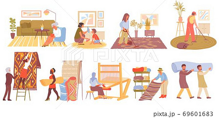 Carpet Flat Icons Set Stock Illustration