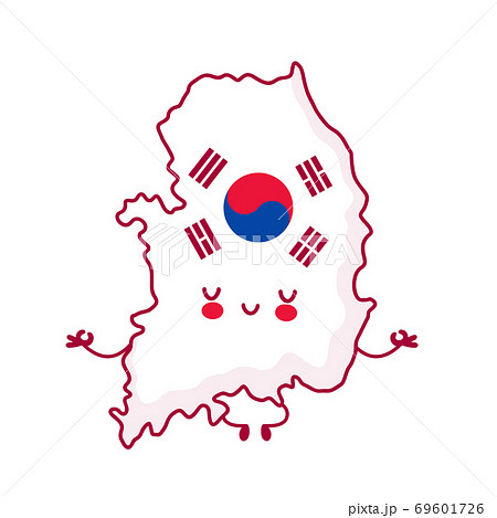 Cute happy South Korea map and flag character 69601726