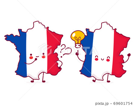 Cute happy funny France map and flag character 69601754