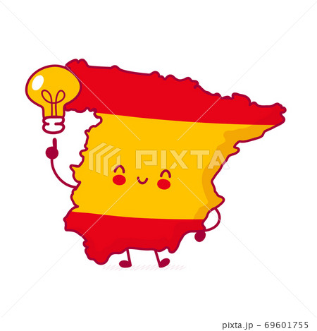 Cute happy funny Spain map and flag character 69601755