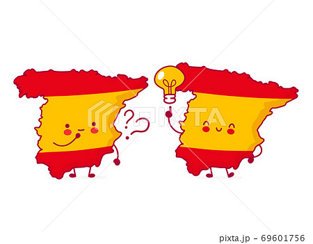 Cute happy funny Spain map and flag character 69601756