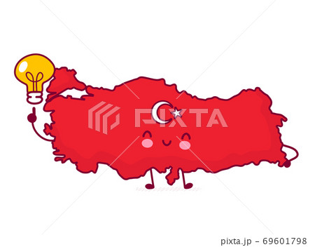 Cute happy funny Turkey map and flag Cute happy funny Turkey map and flag 69601798