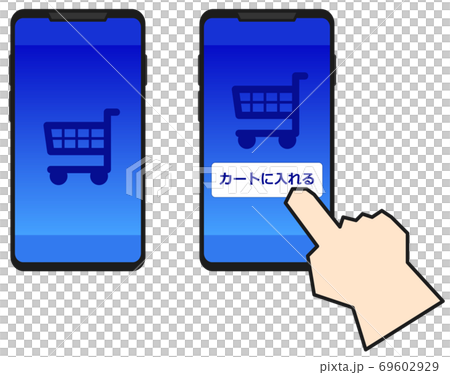 スマホで買い物をするイラスト スマホで買い物をするイラスト 69602929