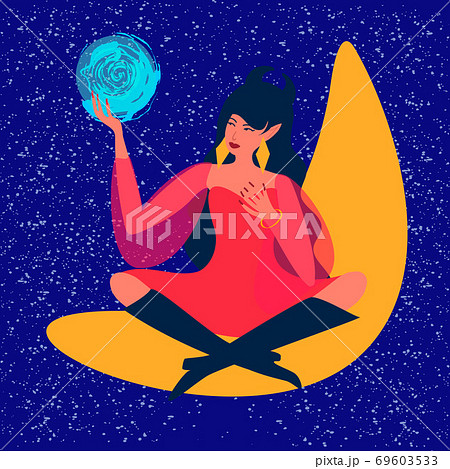 The witch sits on the moon 69603533