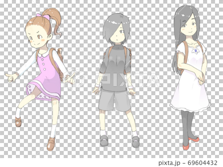 Elementary school trio (energetic child, boyish child, young lady) Elementary school trio (energetic child, boyish child, young lady) 69604432