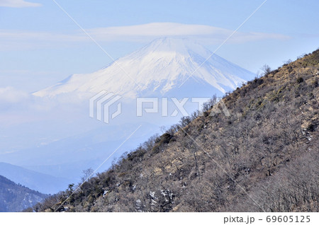 冬の丹沢山地より望む富士山 69605125